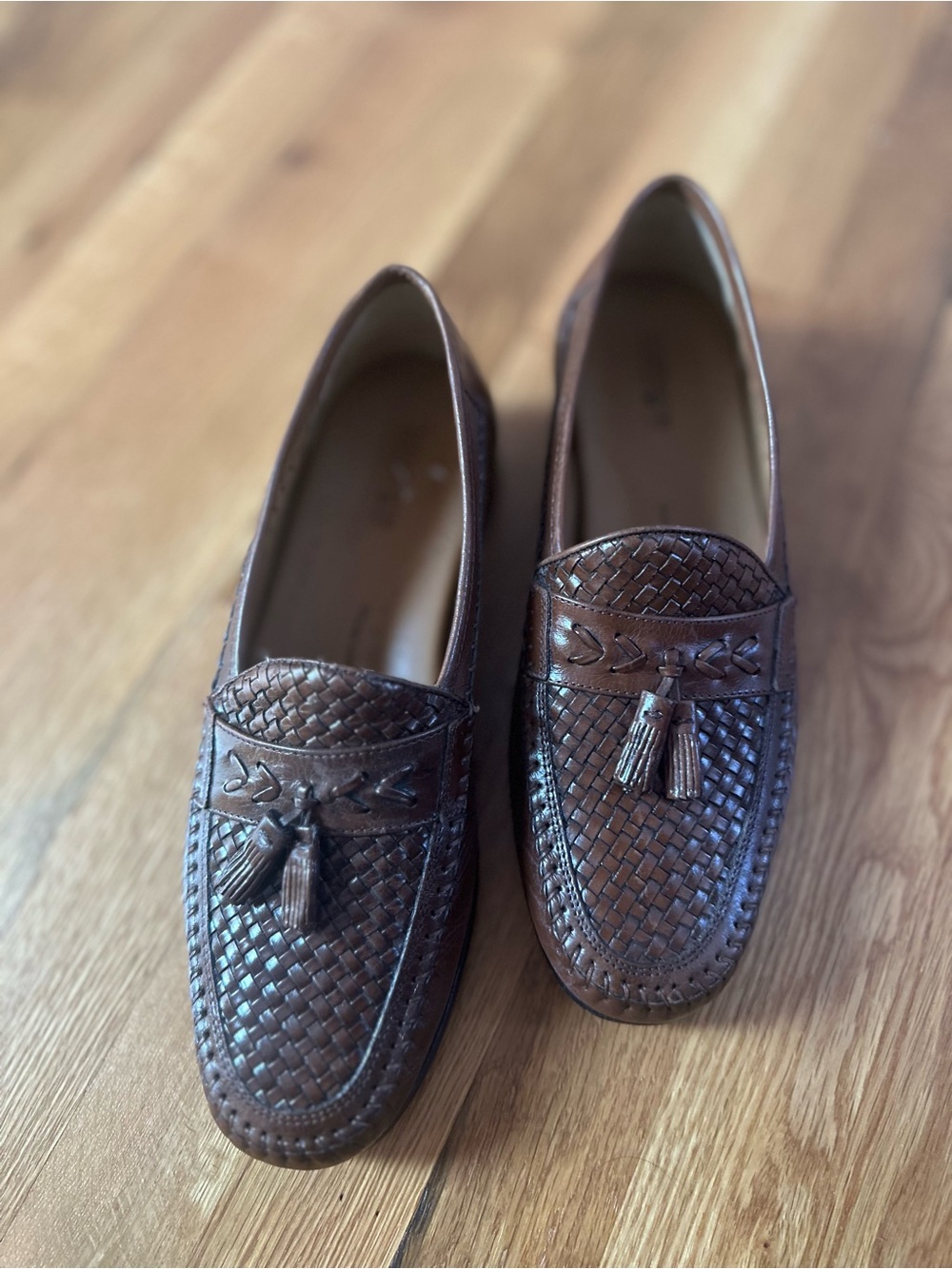 Florsheim Men's Brown Woven Leather Tassel Loafers